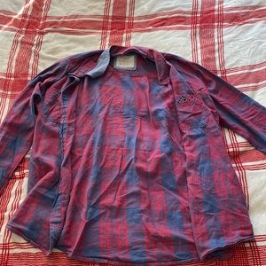 blue and red flannel